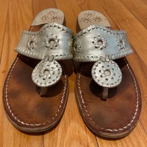 Jack Rogers Gold Sandals, Size 8